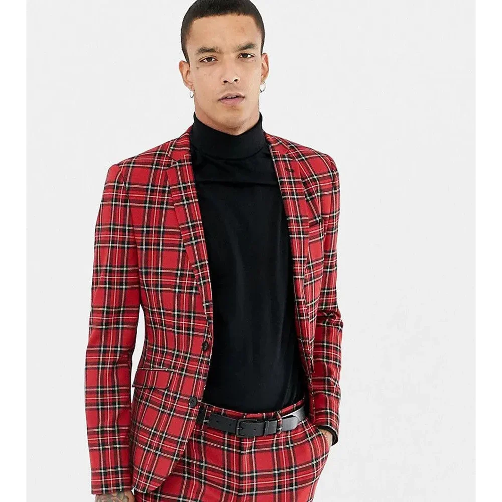 New Arrival Red Plaid Suits for Men Fashion Notch Lapel Business Casual Slim Fit Male Suit Formal Wedding Tuxedo 2 Piece
New Arrival Red Plaid Suits for Men Fashion Notch Lapel Business Casual Slim Fit Male Suit Formal Wedding Tuxedo 2 Piece