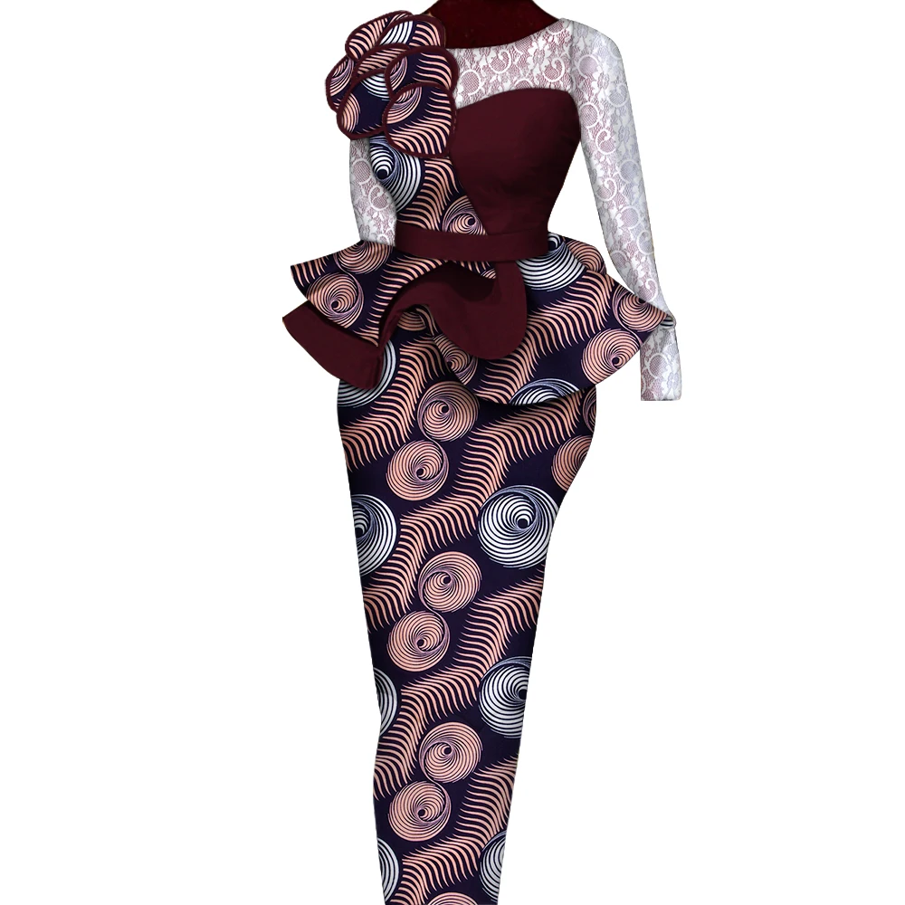 African Skirt Sets Women Suit Long Straight Skirts and Tops with Lace Decoration Bazin Riche Traditional African Clothing WY6195
African Skirt Sets Women Suit Long Straight Skirts and Tops with Lace Decoration Bazin Riche Traditional African Clothing WY6195