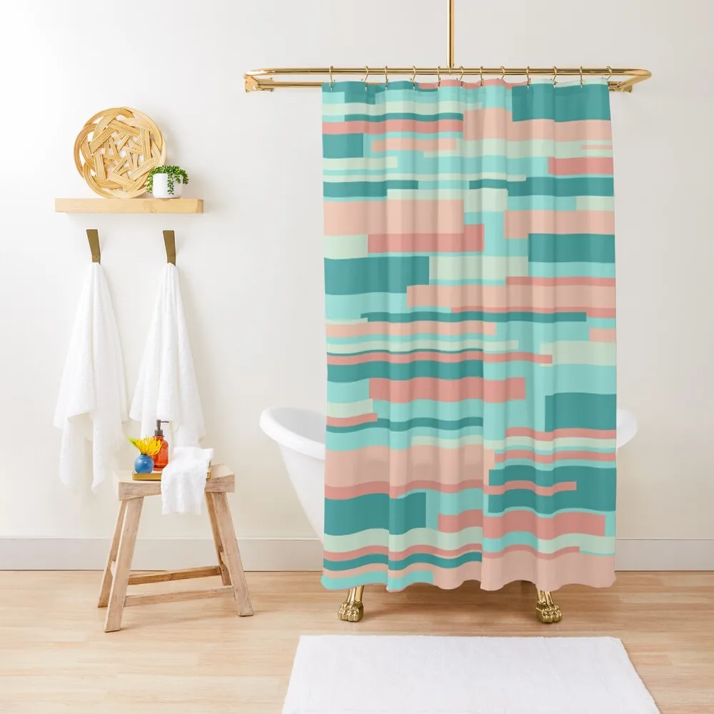 Wright Mid Century Modern Geometric Abstract in Coral, Peach, Blush, Mint, Teal Shower Curtain Bathroom Shower Curtain
Wright Mid Century Modern Geometric Abstract in Coral, Peach, Blush, Mint, Teal Shower Curtain Bathroom Shower Curtain