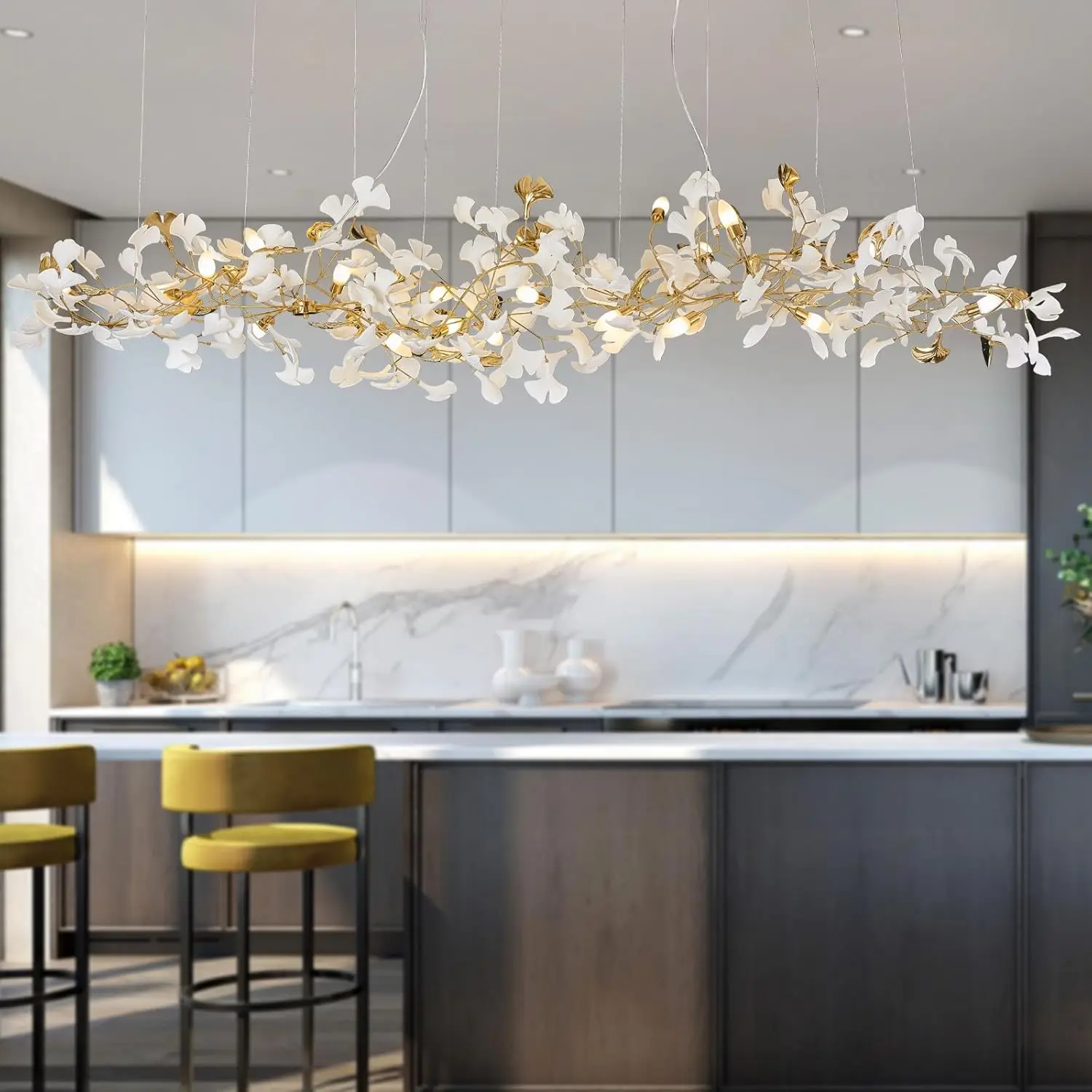 Large Ginkgo Leaf Branch Chandelier - Modern Brass Long Pendant Light For Dining Room, Villa, Living Room & Kitchen Island
Large Ginkgo Leaf Branch Chandelier - Modern Brass Long Pendant Light For Dining Room, Villa, Living Room & Kitchen Island