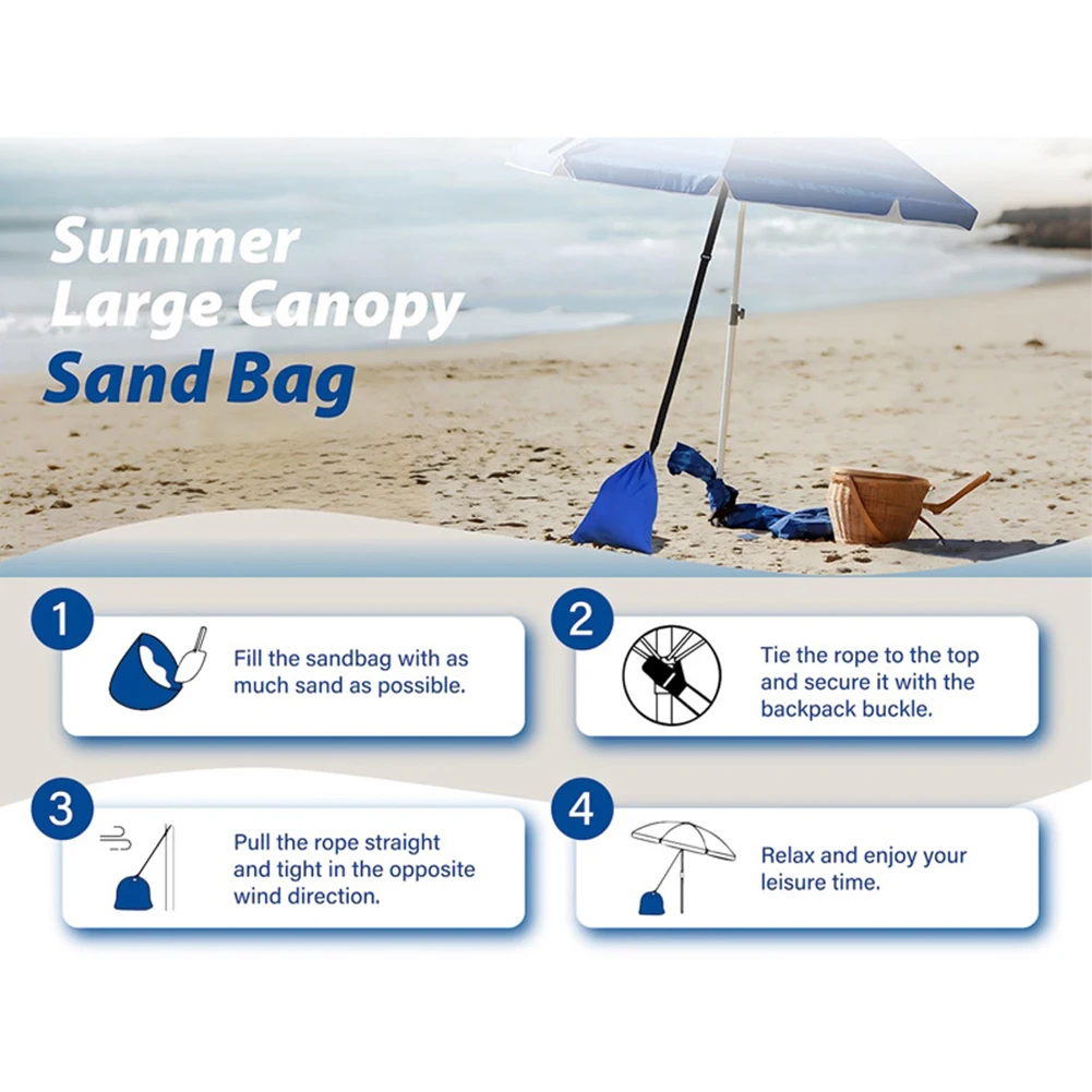 Beach Umbrella Sand Anchor Bag 44x37cm Polyester 80g Lightweight For Canopy Leg for Tent Outdoor Shade Equipment
Beach Umbrella Sand Anchor Bag 44x37cm Polyester 80g Lightweight For Canopy Leg for Tent Outdoor Shade Equipment