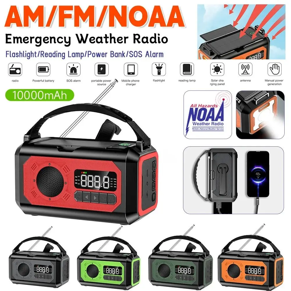 12000mAh Emergency Radio Multifunctional with LED Flashlight Solar Radio Reading Lamp FM AM WB NOAA Weather Alert Radio
12000mAh Emergency Radio Multifunctional with LED Flashlight Solar Radio Reading Lamp FM AM WB NOAA Weather Alert Radio