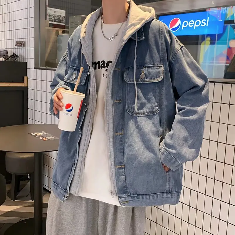 Trendy Hooded Loose Fit Men's Denim Jacket Autumn Winter Casual Style Single Button Closure Long Sleeve Youth Outerwear
Trendy Hooded Loose Fit Men's Denim Jacket Autumn Winter Casual Style Single Button Closure Long Sleeve Youth Outerwear