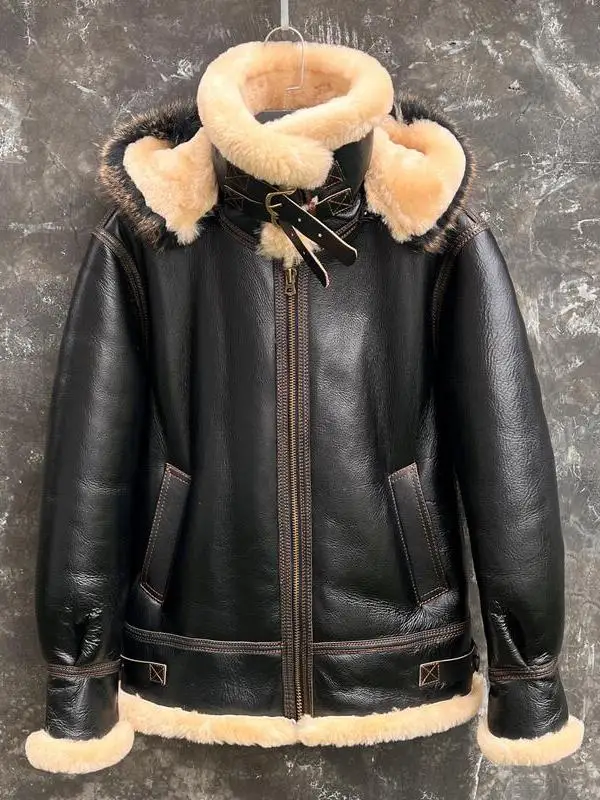 Зимняя модная мужская дубленка из натуральной кожи, куртка-бомбер для мужчин, толстая шерстяная подкладка, натуральный мех с капюшоном
Зимняя модная мужская дубленка из натуральной кожи, куртка-бомбер для мужчин, толстая шерстяная подкладка, натуральный мех с капюшоном