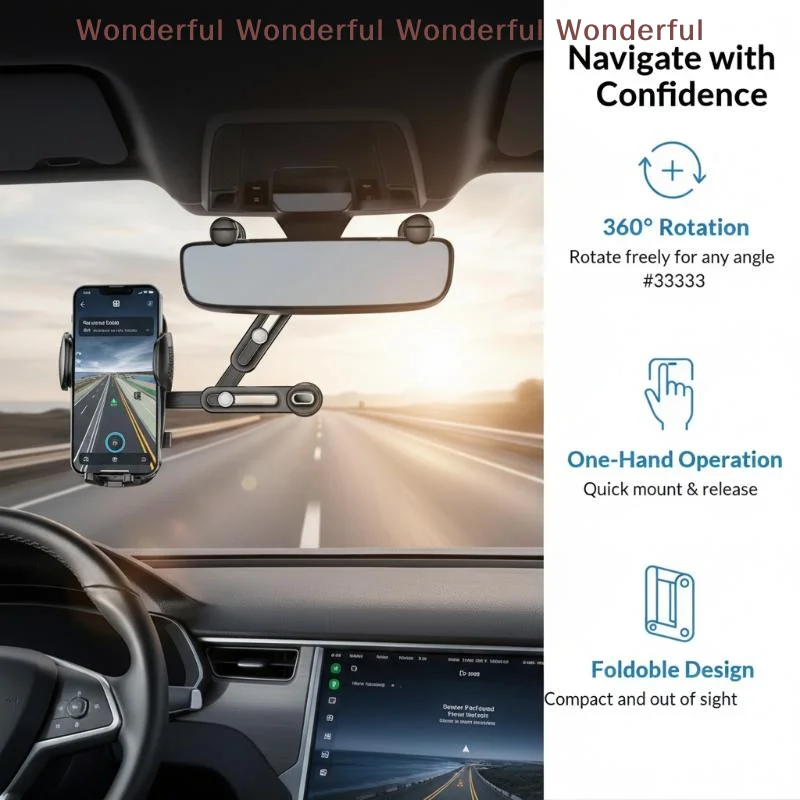 360° Rotating Rearview Mirror Phone Holder Car Mount for GPS Stand Securely Holds Mobile Devices during Road Trips
360° Rotating Rearview Mirror Phone Holder Car Mount for GPS Stand Securely Holds Mobile Devices during Road Trips