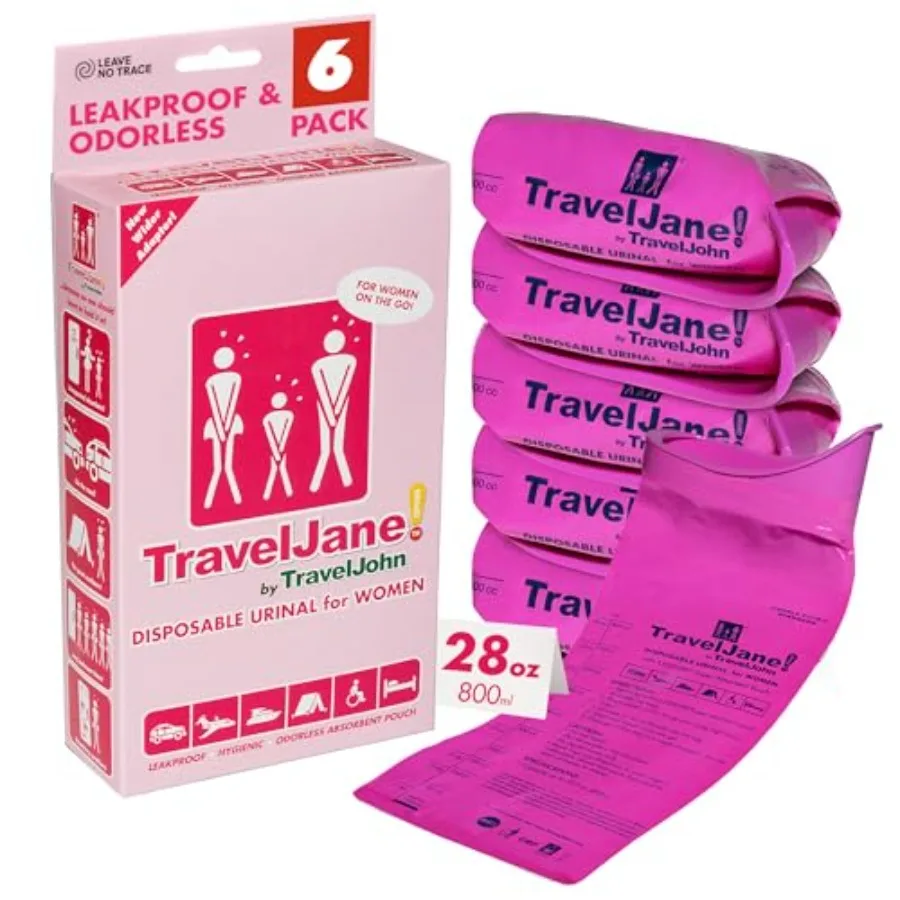 TravelJane Disposable Urinal Bags Travel Urinal for Women, Men and Leakproof, Odorless Portable Urine Bags Ideal for Camping, E
TravelJane Disposable Urinal Bags Travel Urinal for Women, Men and Leakproof, Odorless Portable Urine Bags Ideal for Camping, E