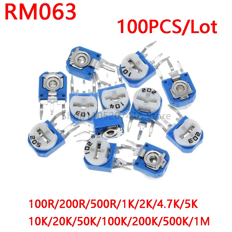 100 шт. триммер-потенциометр RM063 с регулируемым сопротивлением 100R ~ 1 м потенциометры 1K 5K 10K 20K 50K 100K 500K переменные резисторы
100 шт. триммер-потенциометр RM063 с регулируемым сопротивлением 100R ~ 1 м потенциометры 1K 5K 10K 20K 50K 100K 500K переменные резисторы