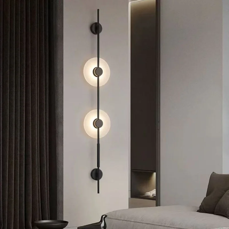 Nordic minimalist restaurant living room personalized background wall light luxury club staircase long pole marble wall lamp
Nordic minimalist restaurant living room personalized background wall light luxury club staircase long pole marble wall lamp