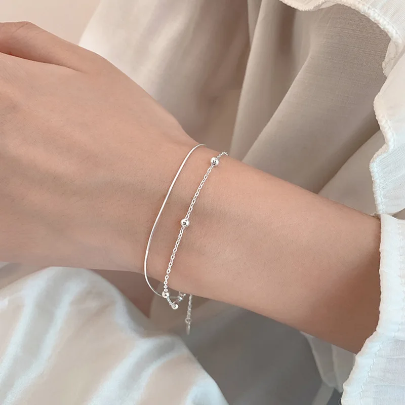 925 Sterling Silver Round Ball Lucky Bracelets Woman Double-Layer Snake Chain Hot Top Quality Jewelry Wedding Jewellery
925 Sterling Silver Round Ball Lucky Bracelets Woman Double-Layer Snake Chain Hot Top Quality Jewelry Wedding Jewellery