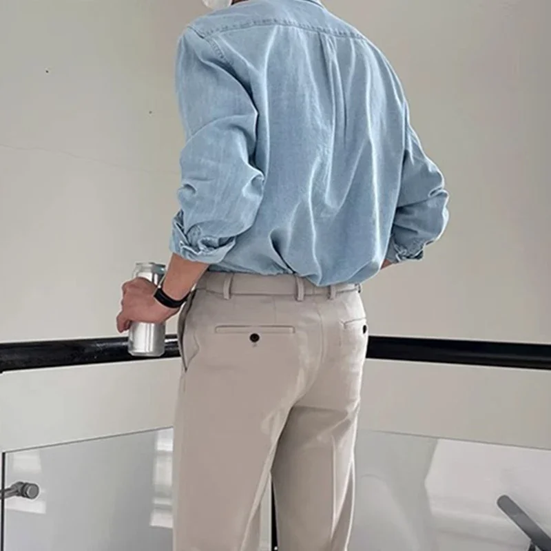 Streetwear Mens Denim Shirts Fashion Patchwork Pockets Long Sleeve Jean Shirt for Men Vintage Solid Color Button Denim Cardigans
Streetwear Mens Denim Shirts Fashion Patchwork Pockets Long Sleeve Jean Shirt for Men Vintage Solid Color Button Denim Cardigans