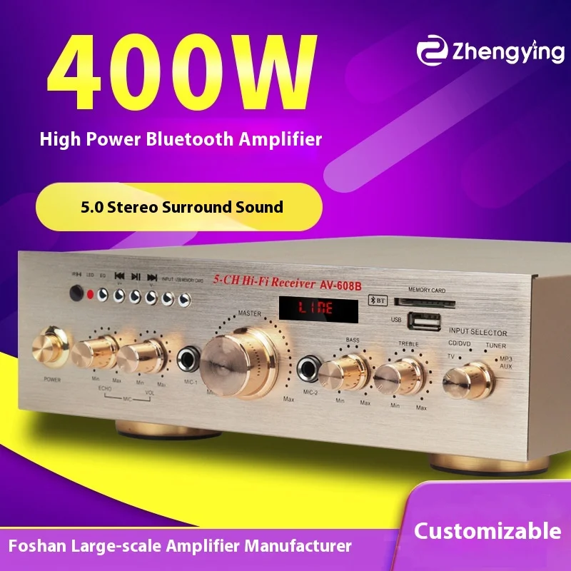 High-power Amplifier 5.0 Channel Bluetooth 5.0 Home Power Mini Hifi Digital Stereo Sound Amplifier Bass Amplifier Professional
High-power Amplifier 5.0 Channel Bluetooth 5.0 Home Power Mini Hifi Digital Stereo Sound Amplifier Bass Amplifier Professional