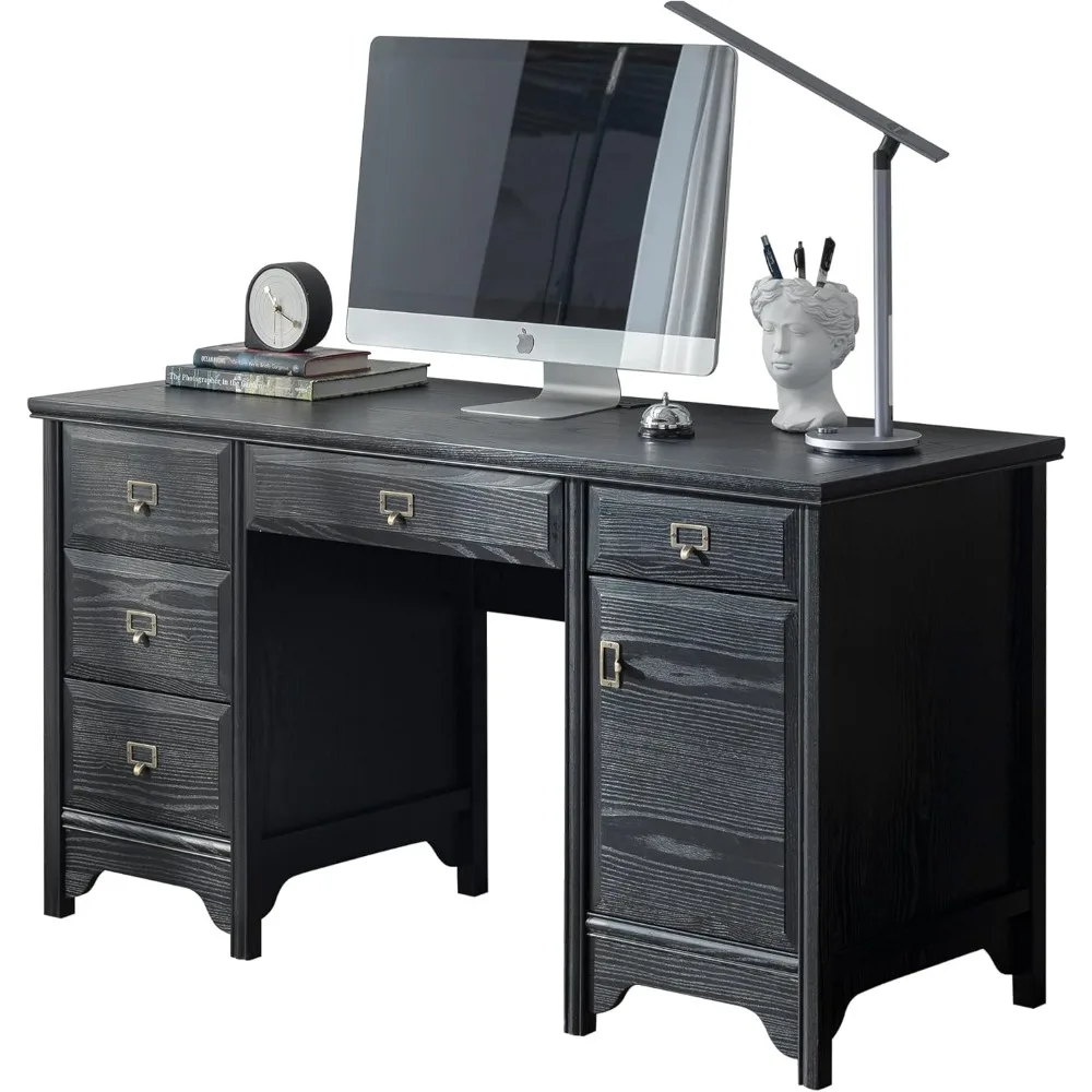 55" Solid Wood Executive Desk, Farmhouse Office Computer Desk with 5 Drawers & Storage Cabinet, Wooden Writing Table for Home
55" Solid Wood Executive Desk, Farmhouse Office Computer Desk with 5 Drawers & Storage Cabinet, Wooden Writing Table for Home