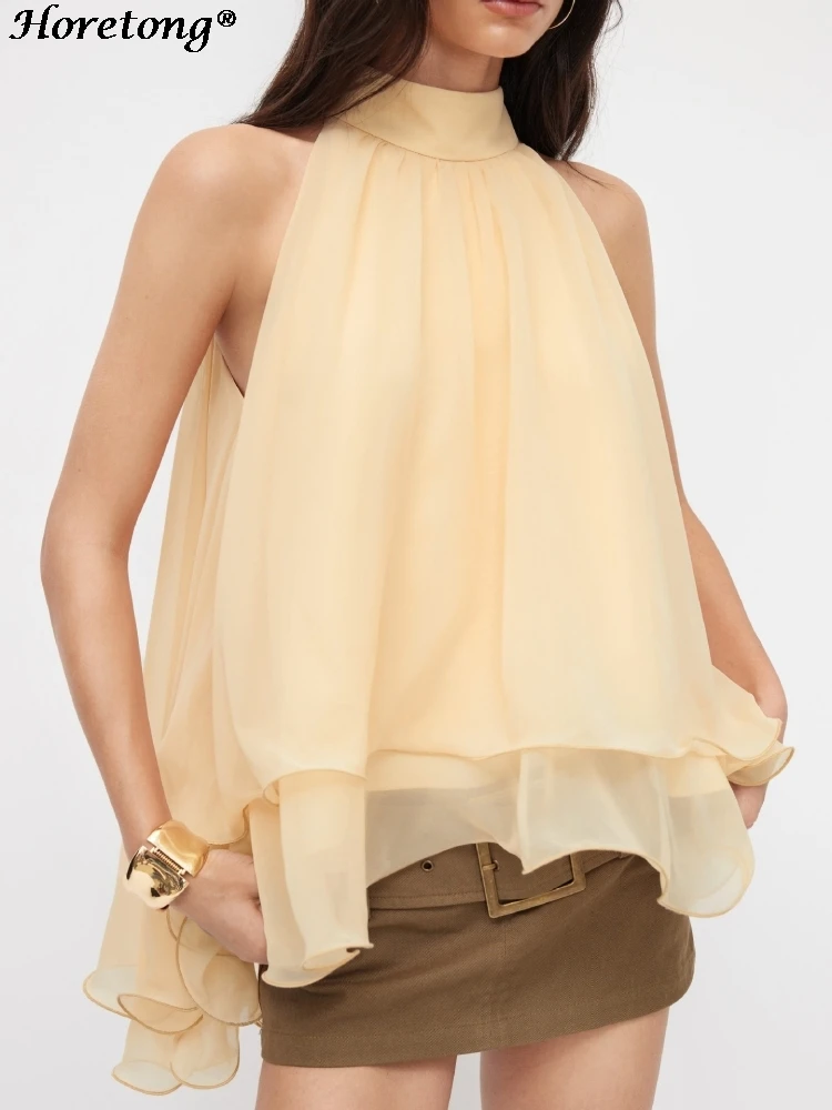 2026 Summer Women Halter Chiffon Top Ruffle Layered Loose Flowy Off Shoulder Sexy Y2K Sweet Elegant Fairy Casual Party Blouse
2026 Summer Women Halter Chiffon Top Ruffle Layered Loose Flowy Off Shoulder Sexy Y2K Sweet Elegant Fairy Casual Party Blouse