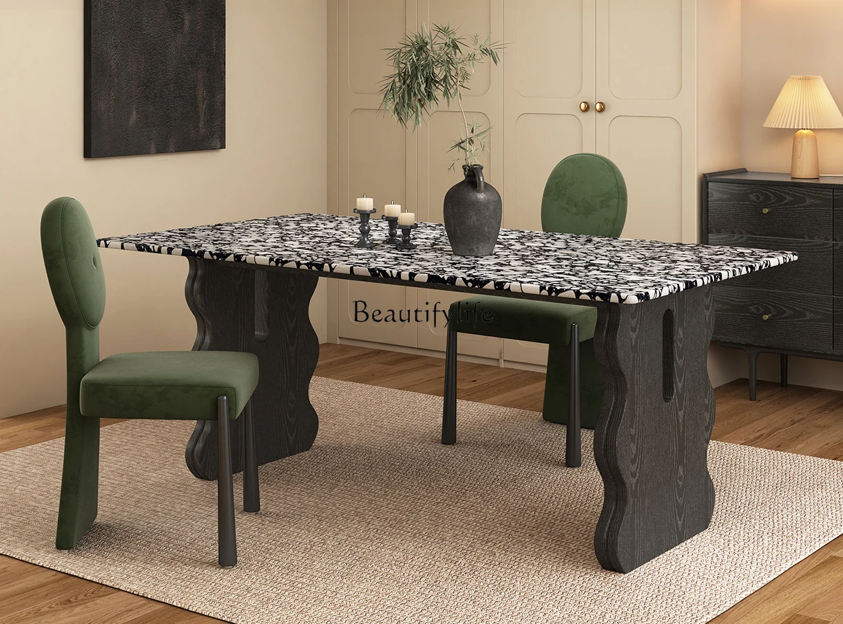 Terrazzo Dining Table French Vintage Style Living Room Mid-Ancient Rectangular Dining Table High Sense
Terrazzo Dining Table French Vintage Style Living Room Mid-Ancient Rectangular Dining Table High Sense