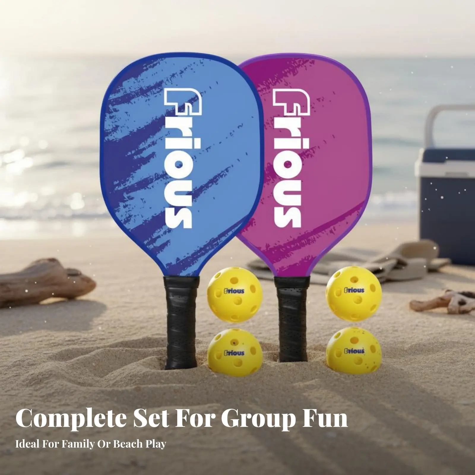 Wooden Pickleball Paddle Set High Strength Pickleball Paddle Set Beach Racket and Sphere Game Carry Bag Included Sports