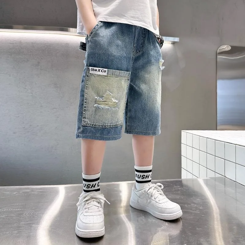 Летние легкие джинсовые брюки-карго для мальчиков, длина 7/8, с рваным дизайном, модные, средней длины, детские рабочие брюки
Летние легкие джинсовые брюки-карго для мальчиков, длина 7/8, с рваным дизайном, модные, средней длины, детские рабочие брюки