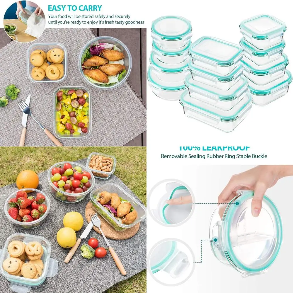24-Piece Blue Glass Meal Prep Containers with Lids, Airtight Leak-Proof Bento Boxes
24-Piece Blue Glass Meal Prep Containers with Lids, Airtight Leak-Proof Bento Boxes
