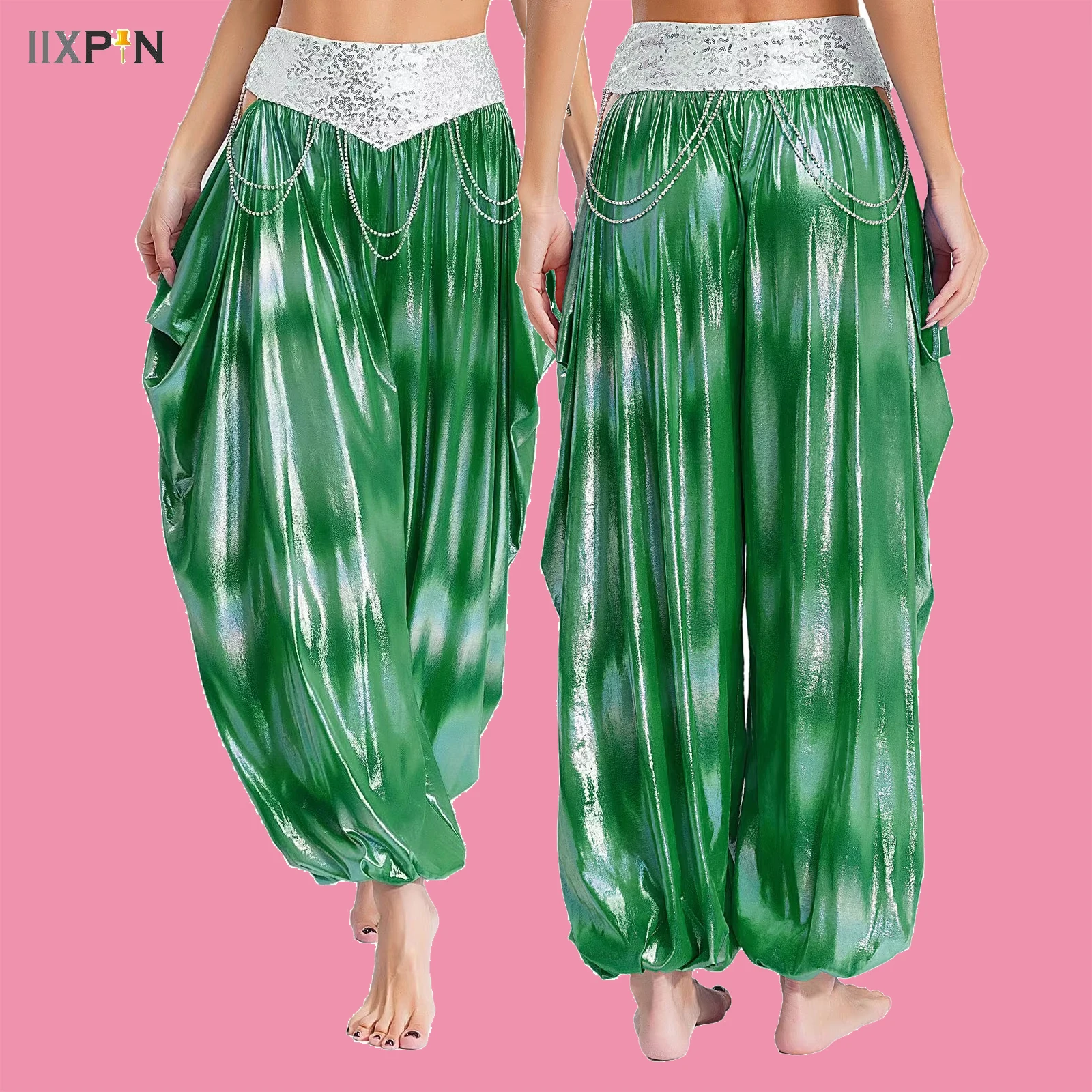 Adult Metallic Belly Dance Harem Pants Rhinestone Chains Trousers Arabian Princess Cosplay Costumes Bloomers Carnival Dress Up
Adult Metallic Belly Dance Harem Pants Rhinestone Chains Trousers Arabian Princess Cosplay Costumes Bloomers Carnival Dress Up