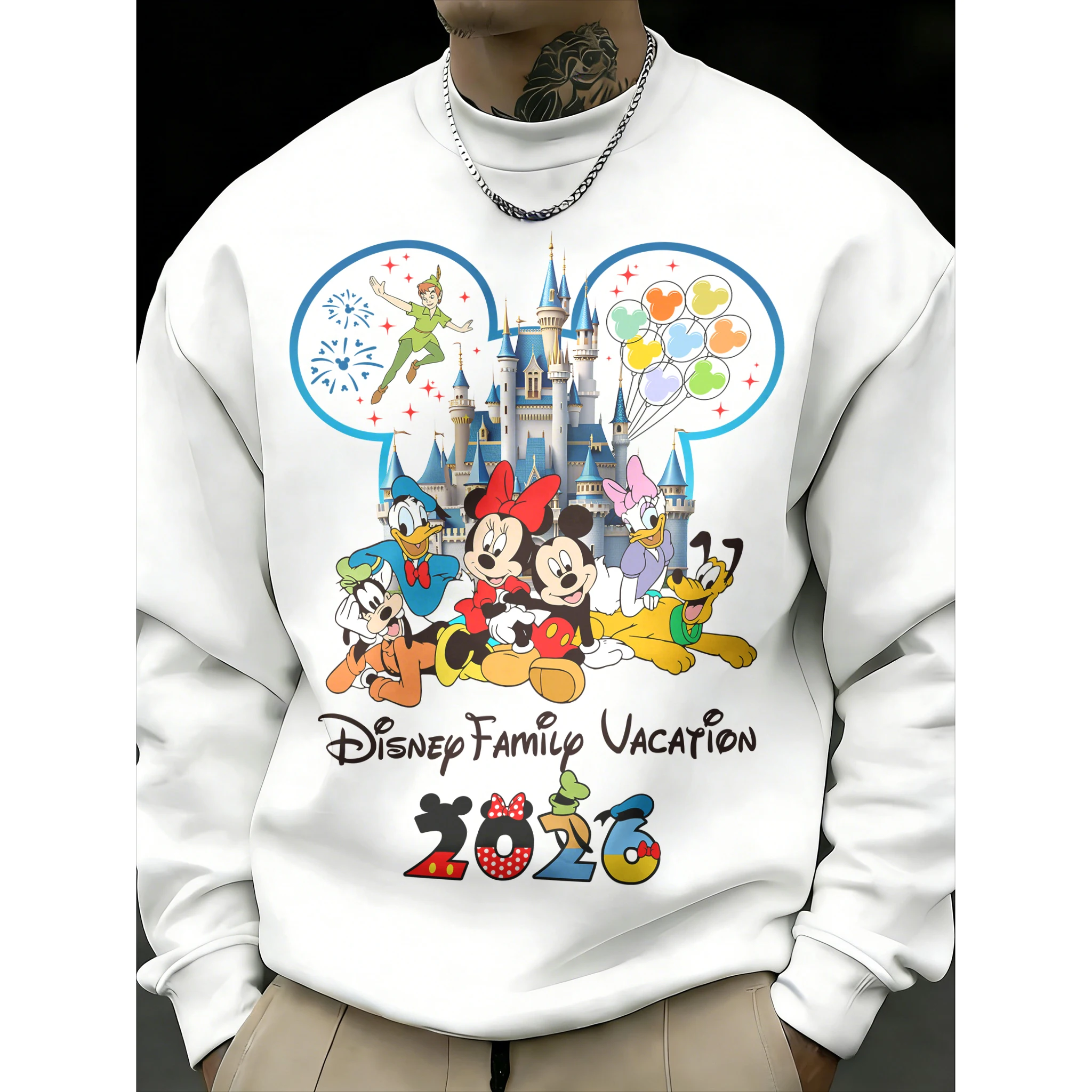 Мужской свитер с круглым вырезом и принтом Микки Диснея, осень-зима 2026, модный, с начесом, из хлопка, теплый, свободный, повседневный, куртка-толстовка
Мужской свитер с круглым вырезом и принтом Микки Диснея, осень-зима 2026, модный, с начесом, из хлопка, теплый, свободный, повседневный, куртка-толстовка