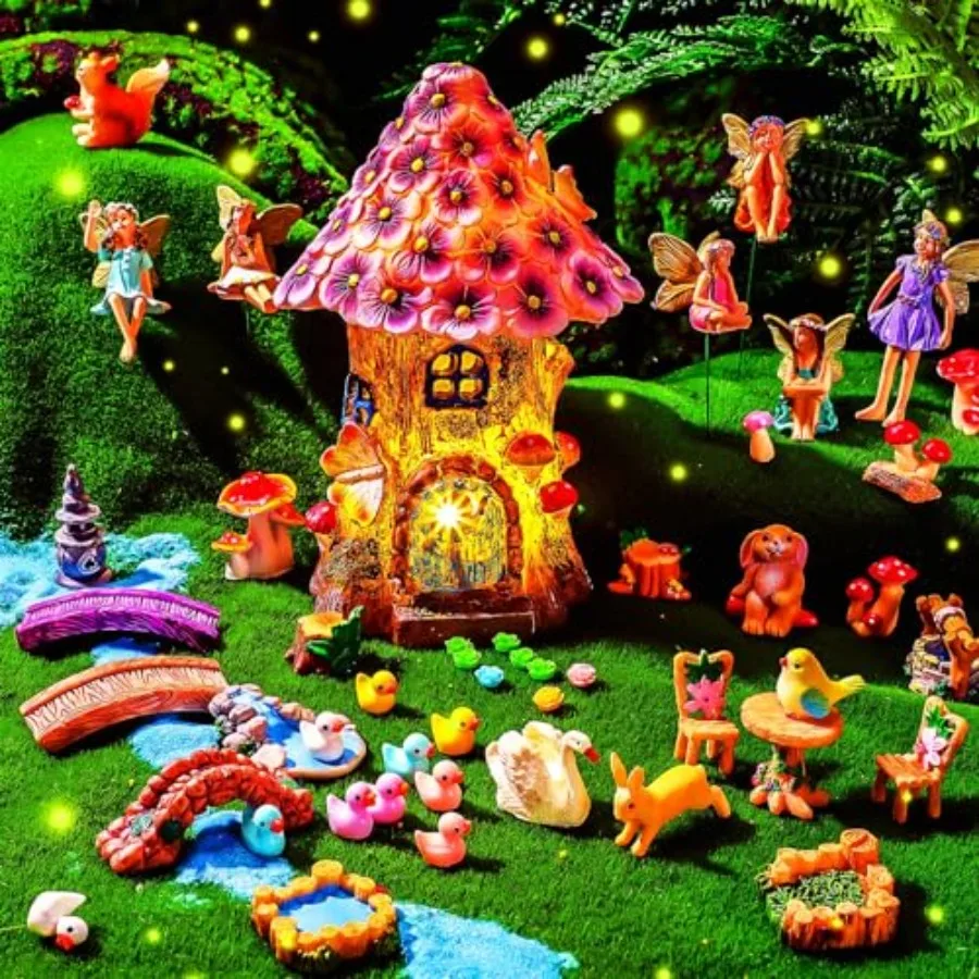 8'' Solar Light up Fairy House Garden 6-8 Fairy Figures Garden Accessories Kit Animals Doll House Decor Outdoor Micro Landscape
8'' Solar Light up Fairy House Garden 6-8 Fairy Figures Garden Accessories Kit Animals Doll House Decor Outdoor Micro Landscape