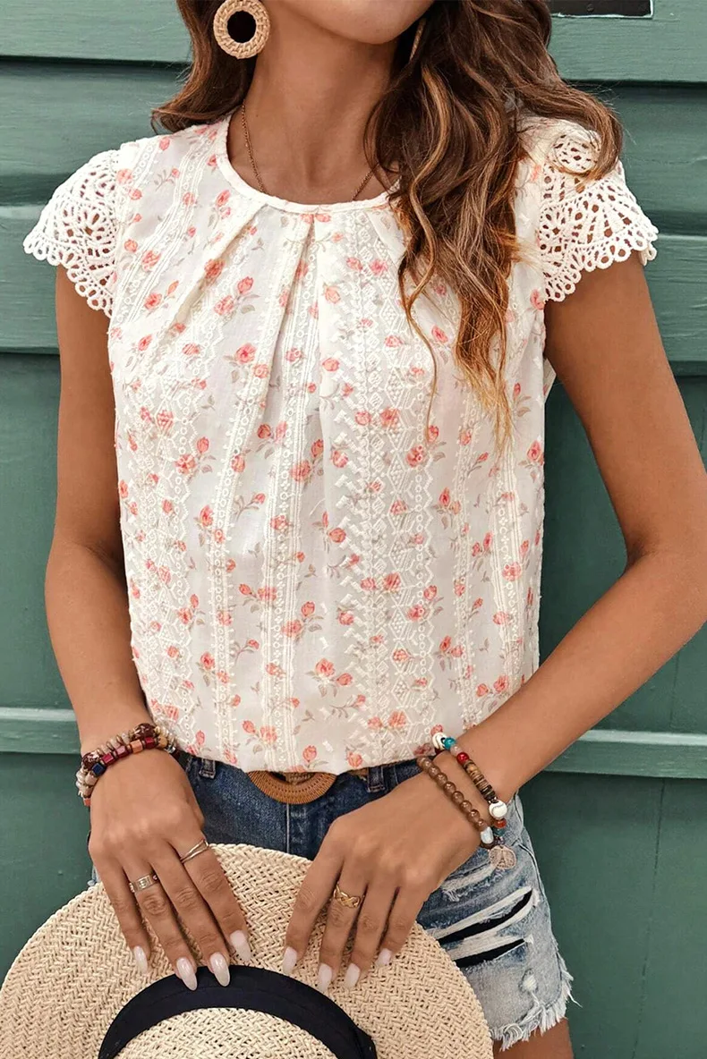 Round Neck Lace Hollow Short Sleeve T-shirt For Women 2025 Summer New Floral Print Tops
Round Neck Lace Hollow Short Sleeve T-shirt For Women 2025 Summer New Floral Print Tops