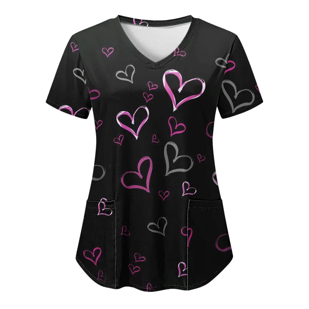 Women's Scrubs Tops Nurse Uniform Heart 3d Print T-shirt Women Fashion V-neck Pocket Overalls Medical Uniforms Workwear
Women's Scrubs Tops Nurse Uniform Heart 3d Print T-shirt Women Fashion V-neck Pocket Overalls Medical Uniforms Workwear