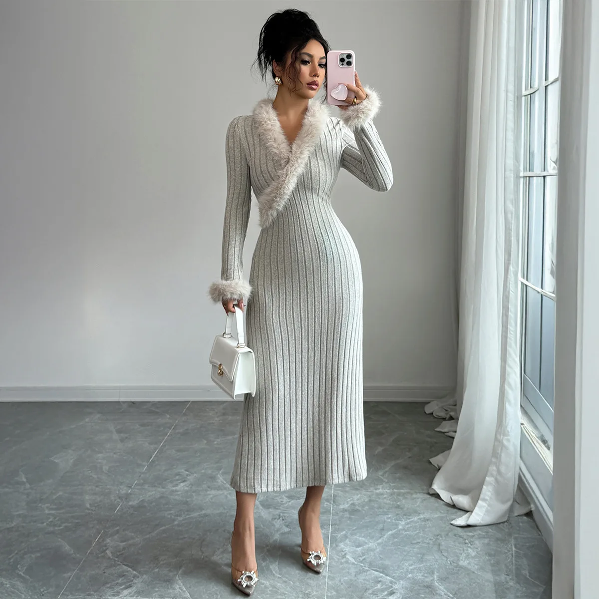Knitted Elegant Long Sleeve Dress Women Autumn Vintage Dresses Women's Slim Fit Knitted Dress Wrap Dress V-Neck Slim Knit Dress
Knitted Elegant Long Sleeve Dress Women Autumn Vintage Dresses Women's Slim Fit Knitted Dress Wrap Dress V-Neck Slim Knit Dress