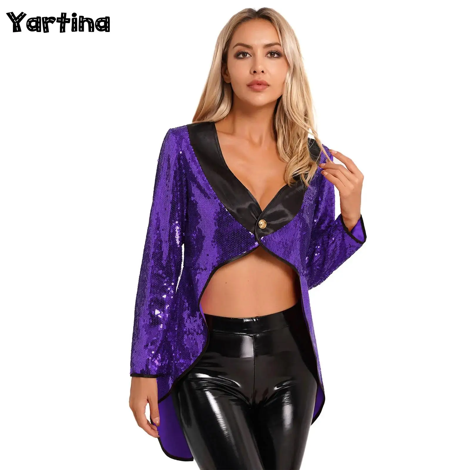 Womens Adult Tuxedo Circus Outerwear Tailcoat Jacket Circus Ringmaster Cosplay Costume Sparkle Sequin Lion Tamer Magician Outfit
Womens Adult Tuxedo Circus Outerwear Tailcoat Jacket Circus Ringmaster Cosplay Costume Sparkle Sequin Lion Tamer Magician Outfit