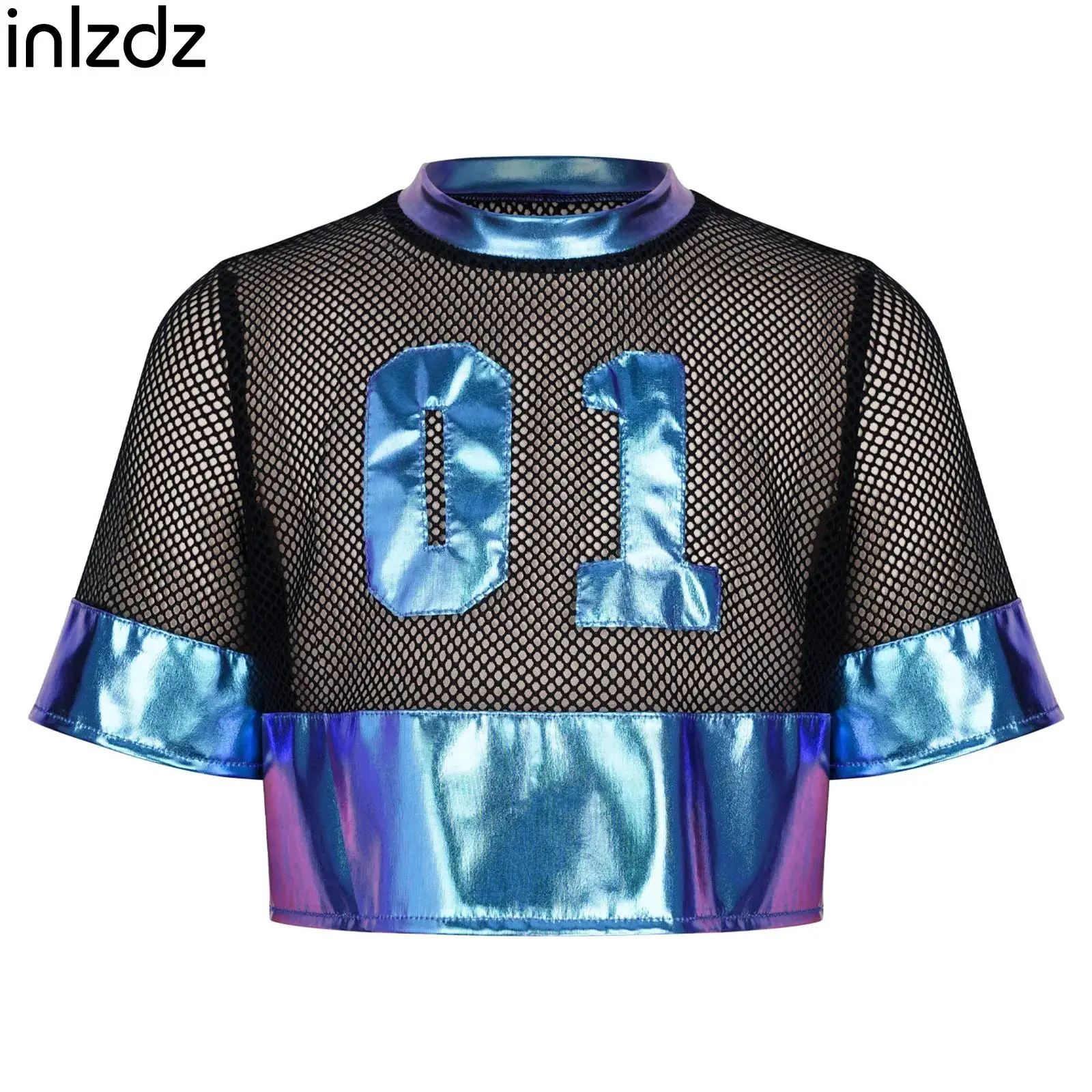 Metallic Number Graphic Crop Top for Girls Short Sleeve Hollow Out Mesh Patchwork T Shirt for Hip Hop Dance Sports Streetwear
Metallic Number Graphic Crop Top for Girls Short Sleeve Hollow Out Mesh Patchwork T Shirt for Hip Hop Dance Sports Streetwear