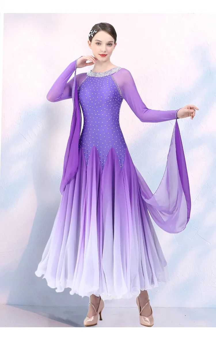 Floating Sleeves Round Neck Diamond Gradient Women Ballroom Dance Competition Dress Waltz Dress Rumba Dance Costumes Ball Gown
Floating Sleeves Round Neck Diamond Gradient Women Ballroom Dance Competition Dress Waltz Dress Rumba Dance Costumes Ball Gown