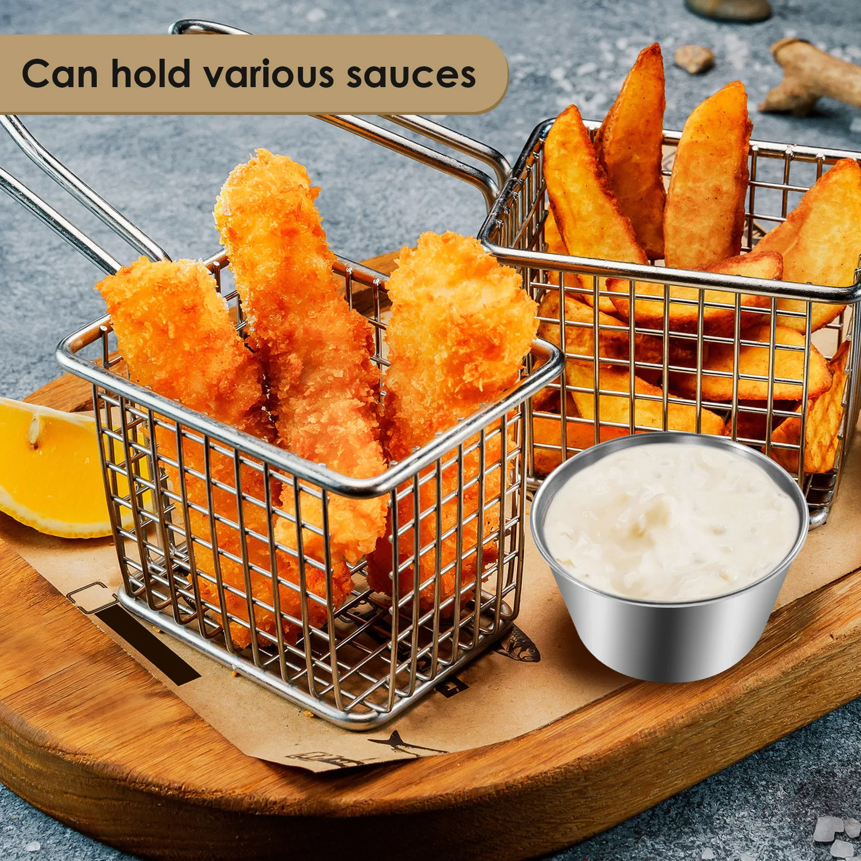AB11-Pack Of 12 - Premium Brushed Stainless Steel Condiment Sauce Cups Spices Pots Liquid Dips Bowls - 2.5Oz 70Ml
AB11-Pack Of 12 - Premium Brushed Stainless Steel Condiment Sauce Cups Spices Pots Liquid Dips Bowls - 2.5Oz 70Ml