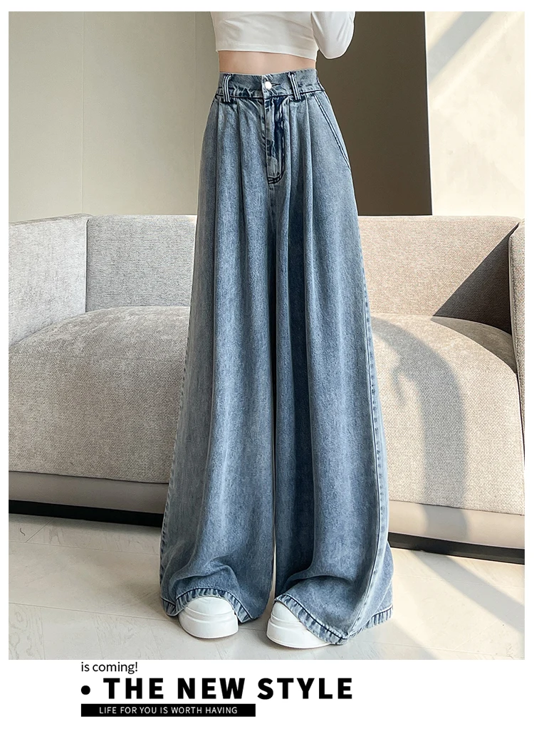 Women's Light Blue Plus Size Pleated Jeans 90s Street Punk American High Waist Retro Loose Wide Leg Jeans Floor Length Pants
Women's Light Blue Plus Size Pleated Jeans 90s Street Punk American High Waist Retro Loose Wide Leg Jeans Floor Length Pants