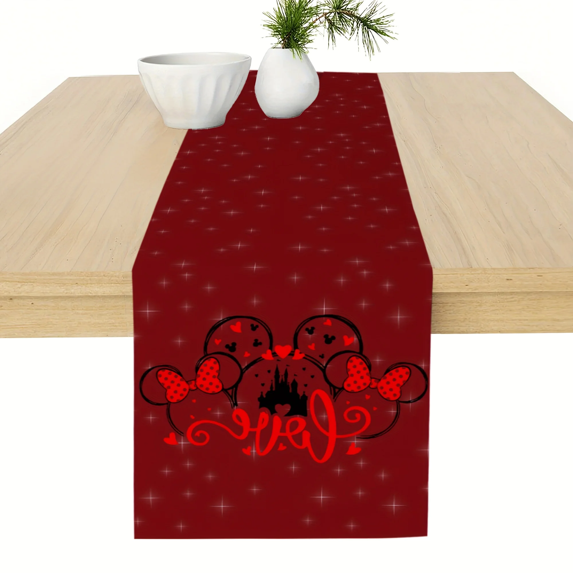 1 Piece Disney Mickey and Minnie Mouse Table Runner with Red Bow and Ears - Elegant Red and White Polka Dot Design, Suitable for Indoor/Outdoor Family Gatherings, Kitchen and Dining Room Decoration
1 Piece Disney Mickey and Minnie Mouse Table Runner with Red Bow and Ears - Elegant Red and White Polka Dot Design, Suitable for Indoor/Outdoor Family Gatherings, Kitchen and Dining Room Decoration