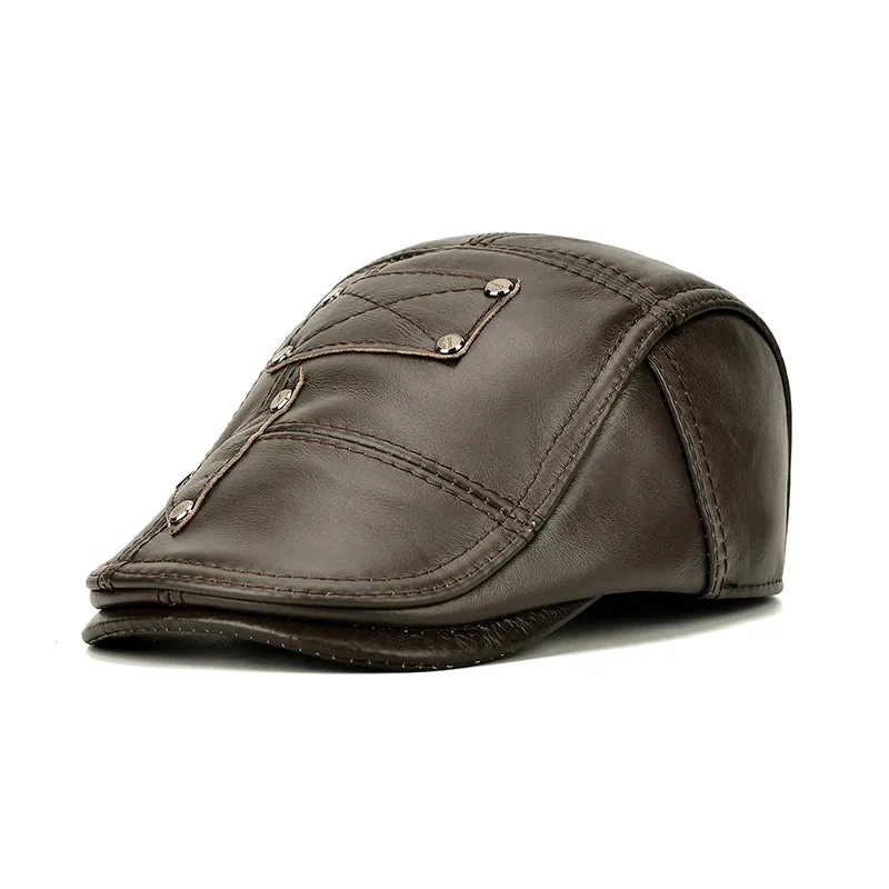 Men Genuine Cowhide Casquette Winter Warm Outdoor Hat Protect Ear Real Leather Punk Rivet Adjustable Cap
Men Genuine Cowhide Casquette Winter Warm Outdoor Hat Protect Ear Real Leather Punk Rivet Adjustable Cap