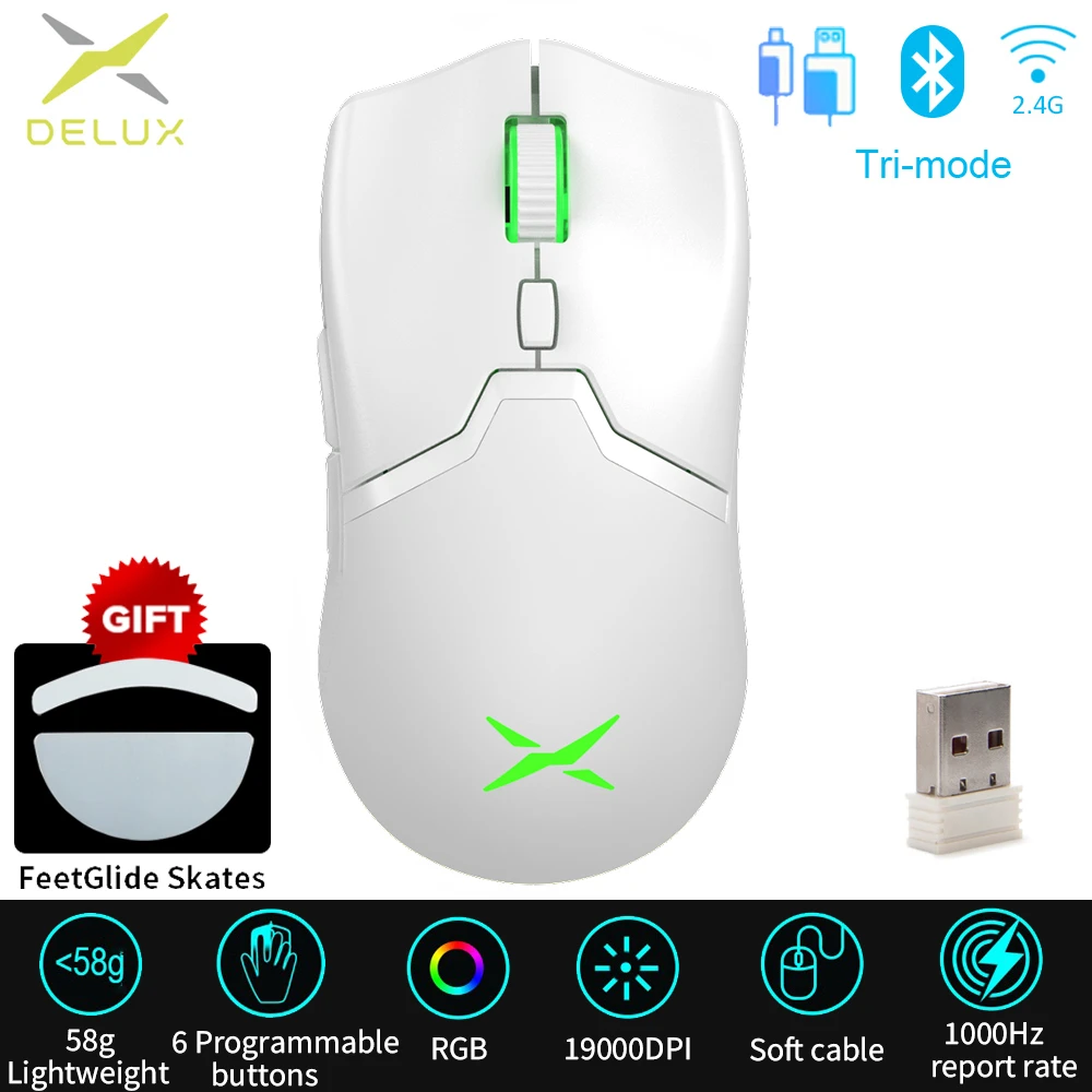 Беспроводная игровая мышь DELUX M800 PRO PAW3370, проводная, эргономичная, с возможностью подзарядки, USB Type C, для Windows, Mac
Беспроводная игровая мышь DELUX M800 PRO PAW3370, проводная, эргономичная, с возможностью подзарядки, USB Type C, для Windows, Mac