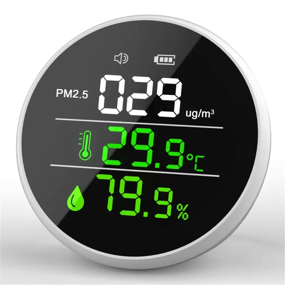 DM1305E 3 в 1, детектор газа PM2,5, монитор качества воздуха, портативный мини-цифровой анализатор PM2,5, датчик температуры и влажности
DM1305E 3 в 1, детектор газа PM2,5, монитор качества воздуха, портативный мини-цифровой анализатор PM2,5, датчик температуры и влажности