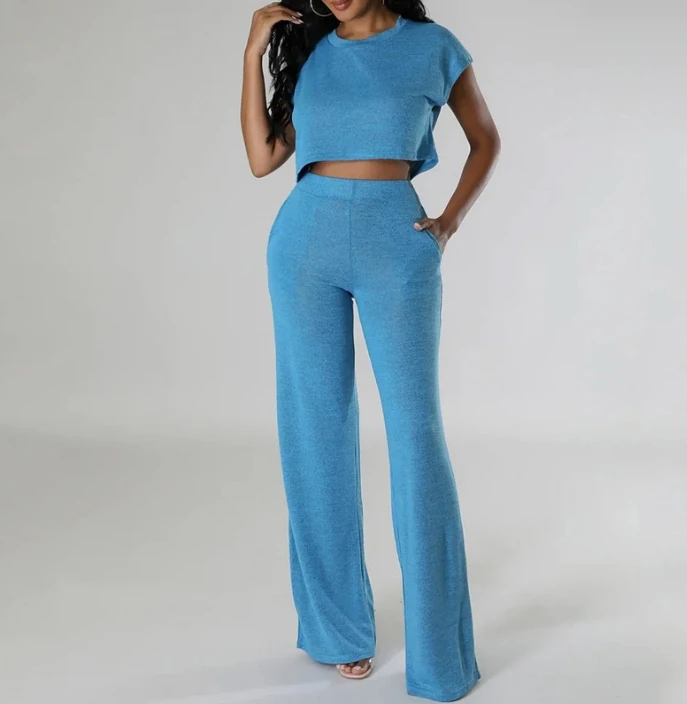 Women's Two-Piece 2024 Spring/summer Fashion Commuting Solid Short Sleeved Round Neck T-Shirt & Casual High Waist Pants Set
Women's Two-Piece 2024 Spring/summer Fashion Commuting Solid Short Sleeved Round Neck T-Shirt & Casual High Waist Pants Set