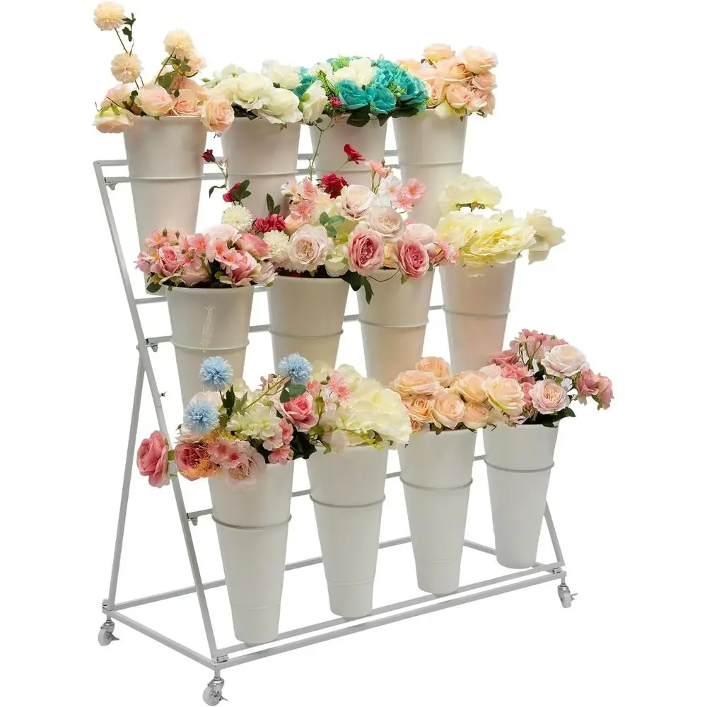 3-Tier Metal Plant Stand with 12 Buckets, Rolling Display for Florist, Suitable for Outdoor and Garden Events
3-Tier Metal Plant Stand with 12 Buckets, Rolling Display for Florist, Suitable for Outdoor and Garden Events