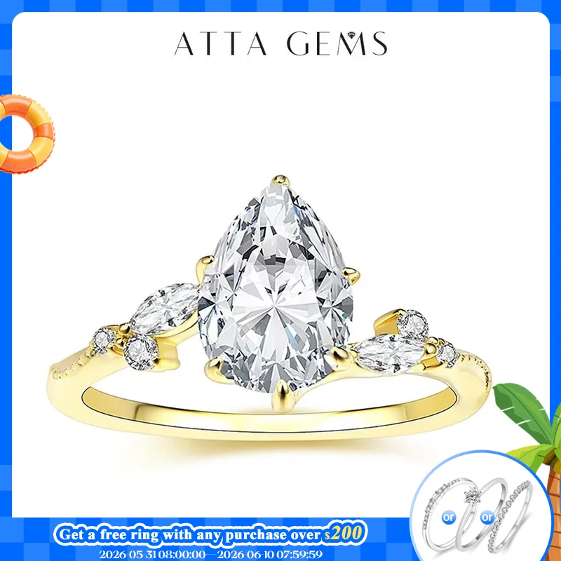 ATTAGEMS 2CT Full Moissanite Rings DVVS1 Pear Cut Pure 10K 14K 18K Gold for Women Luxury Engagement Wedding Jewelry High Quality
ATTAGEMS 2CT Full Moissanite Rings DVVS1 Pear Cut Pure 10K 14K 18K Gold for Women Luxury Engagement Wedding Jewelry High Quality