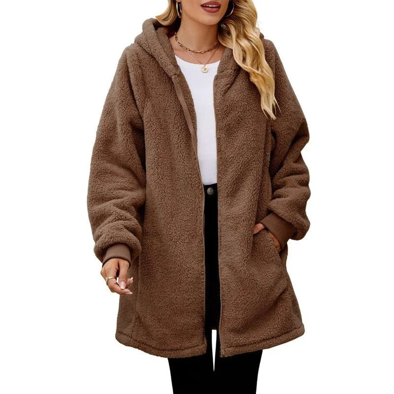 Plu Women's Long Hooded Zipper Cardigan Thiened Long Sve Pure Color Polyester Fiber Autumn Season Faion Outerwear
Plu Women's Long Hooded Zipper Cardigan Thiened Long Sve Pure Color Polyester Fiber Autumn Season Faion Outerwear