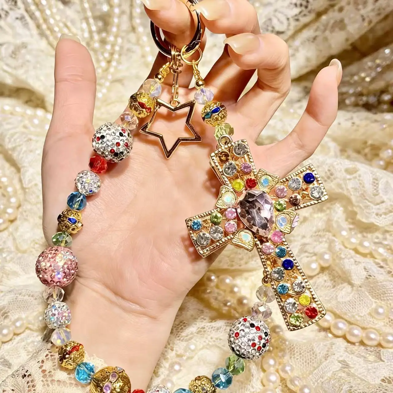 Luxury Heavy-Duty Colored Diamond Cross Phone Chain Sparkling Beaded Crystal Lanyard High-End Bag Charm Pendant Jewelry Gift
Luxury Heavy-Duty Colored Diamond Cross Phone Chain Sparkling Beaded Crystal Lanyard High-End Bag Charm Pendant Jewelry Gift