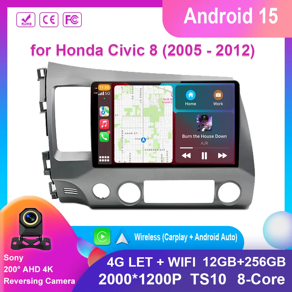Android 15 Carplay Car Stereo Radio for Honda Civic 8 2005 - 2012 Multimedia Player Navigation GPS WIFI 4G Audio No 2Din Din DVD
Android 15 Carplay Car Stereo Radio for Honda Civic 8 2005 - 2012 Multimedia Player Navigation GPS WIFI 4G Audio No 2Din Din DVD