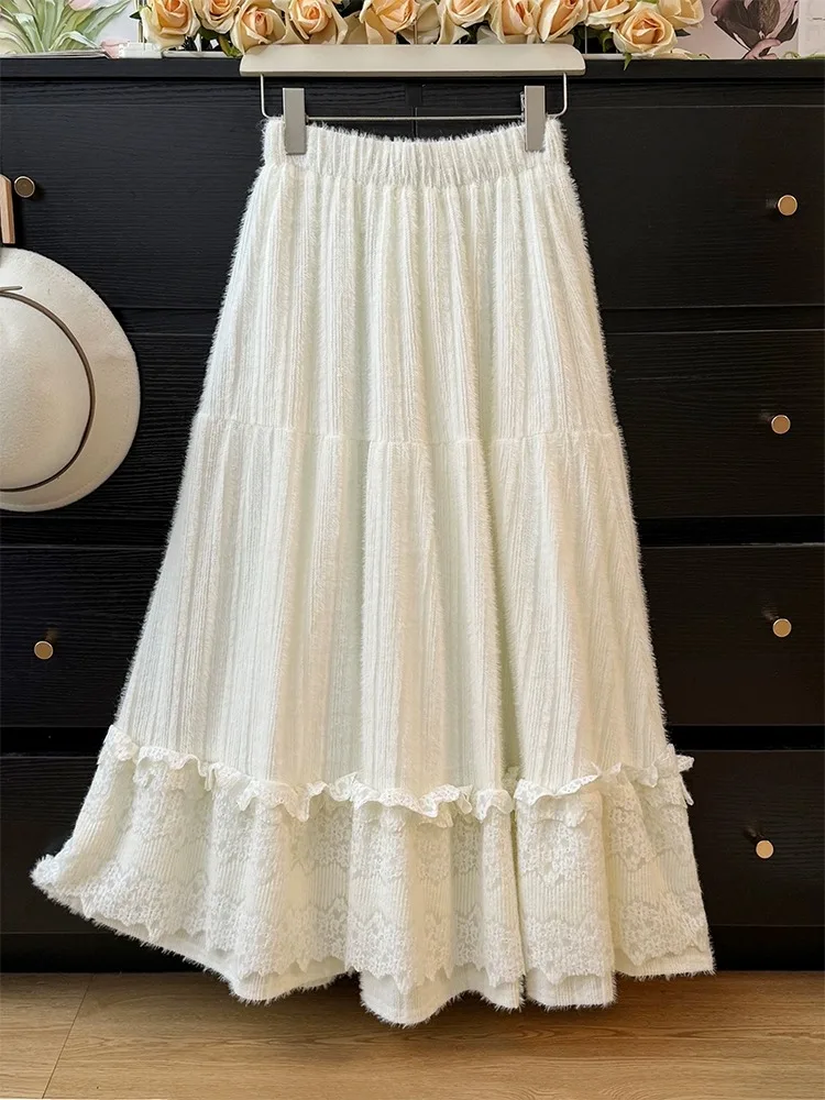 Кружевная юбка с рюшами, женская весенне-осенняя милая эластичная талия, тонкая юбка-торт трапециевидной формы, корейская юбка для поездок на работу
Кружевная юбка с рюшами, женская весенне-осенняя милая эластичная талия, тонкая юбка-торт трапециевидной формы, корейская юбка для поездок на работу