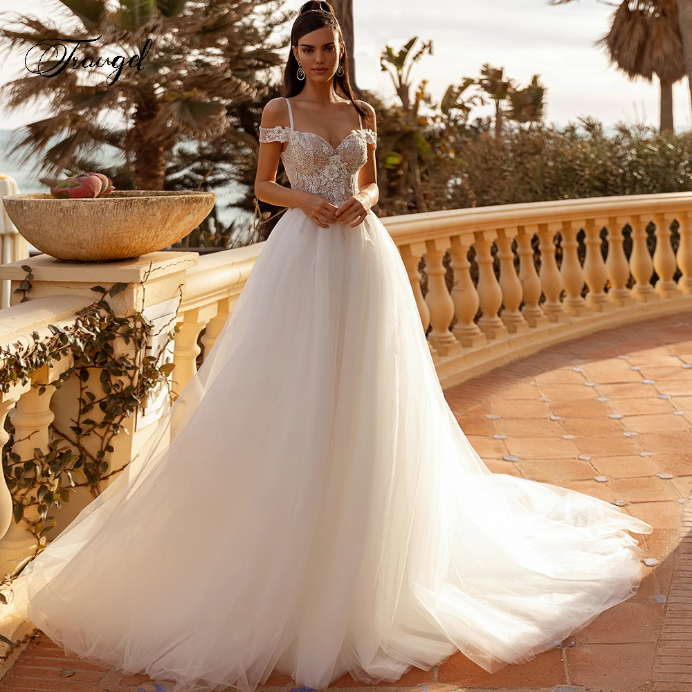 Traugel Exquisite Sweetheart Spaghetti Straps Vintage Wedding Dress Luxury Flowers Beaded Court Train Vintage A Line Bridal Gown
Traugel Exquisite Sweetheart Spaghetti Straps Vintage Wedding Dress Luxury Flowers Beaded Court Train Vintage A Line Bridal Gown