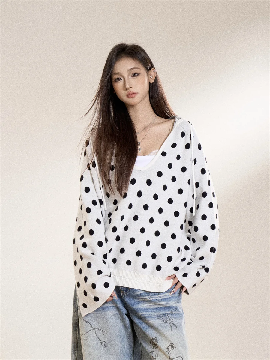 Loose Long Sve V-Ne T-irt Women's Casual Versatile Slimming Top Marmwoo Lazy Wave Dot Print Spring Faion Ladies' Tee
Loose Long Sve V-Ne T-irt Women's Casual Versatile Slimming Top Marmwoo Lazy Wave Dot Print Spring Faion Ladies' Tee