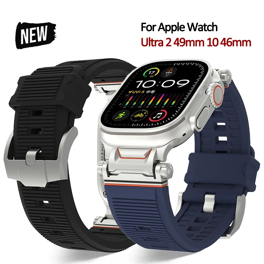Роскошный силиконовый ремешок для Apple Watch 10 46 мм Ultra 2 49 мм, металлический ремешок для iWatch 9 8 7 6 5 4 SE 45 мм 44 Мягкий браслет для мужчин Correa
Роскошный силиконовый ремешок для Apple Watch 10 46 мм Ultra 2 49 мм, металлический ремешок для iWatch 9 8 7 6 5 4 SE 45 мм 44 Мягкий браслет для мужчин Correa