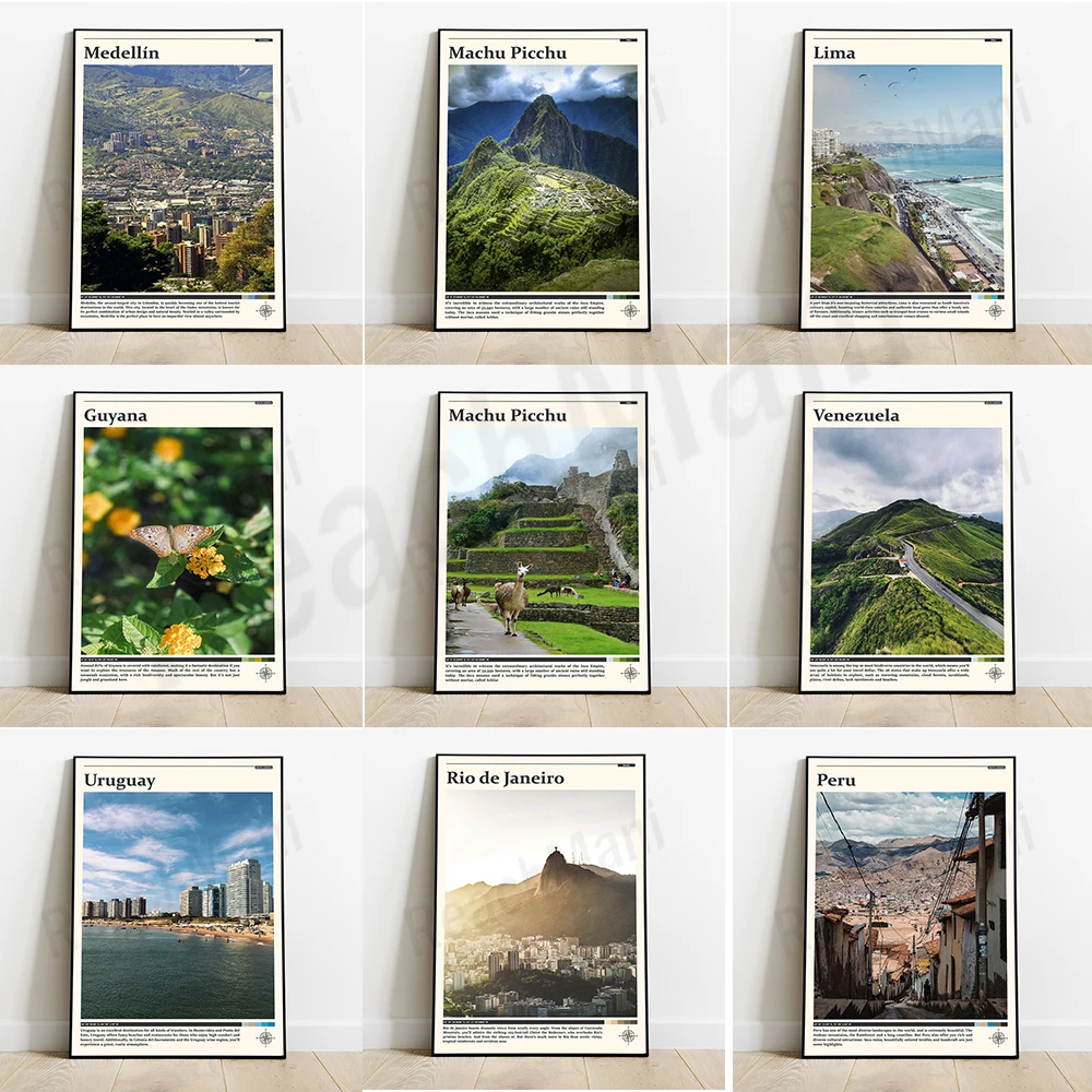 Guyana, Machu Picchu, Peru, Porto Alegre, Rio de Janeiro, Cali, Brazil, Venezuela, Medellin, Lima, South America travel poster
Guyana, Machu Picchu, Peru, Porto Alegre, Rio de Janeiro, Cali, Brazil, Venezuela, Medellin, Lima, South America travel poster