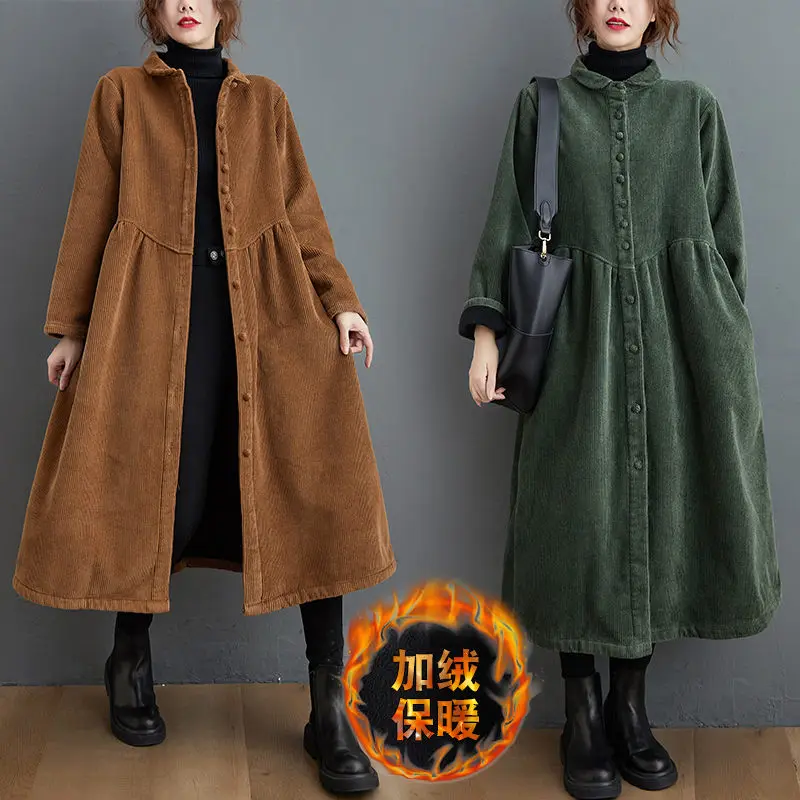 Corduroy Windbreaker Women's Mid-Length Autumn And Winter New Large Size Plus Velvet Thick Loose Casual Jacket Trend
Corduroy Windbreaker Women's Mid-Length Autumn And Winter New Large Size Plus Velvet Thick Loose Casual Jacket Trend