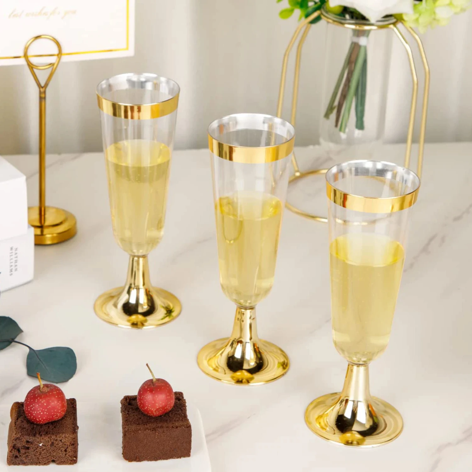 Pack of 25 Elegant, Stylish, and Durable Disposable Plastic Champagne Flutes for Wedding Party Celebration - Perfect for Toastin
Pack of 25 Elegant, Stylish, and Durable Disposable Plastic Champagne Flutes for Wedding Party Celebration - Perfect for Toastin