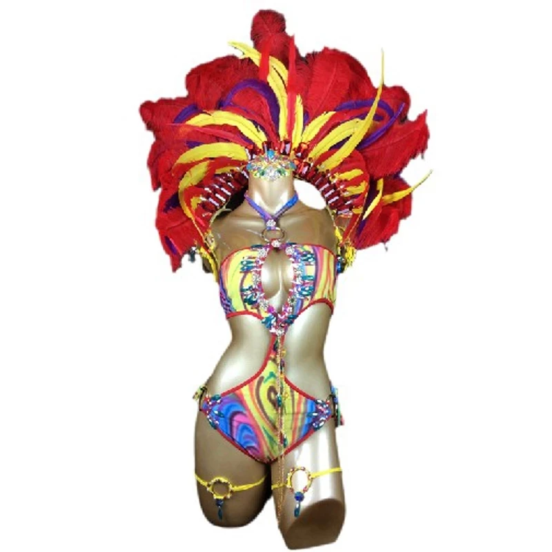 Customized Samba Rio Carnival Costume Set with mulit-colors Feather Head piece (one piece costume)
Customized Samba Rio Carnival Costume Set with mulit-colors Feather Head piece (one piece costume)